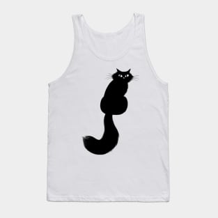 Cool Cat - Longhaired Black Cat with Long Tail Tank Top